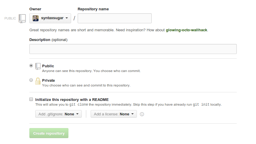 GitHub Create Repository